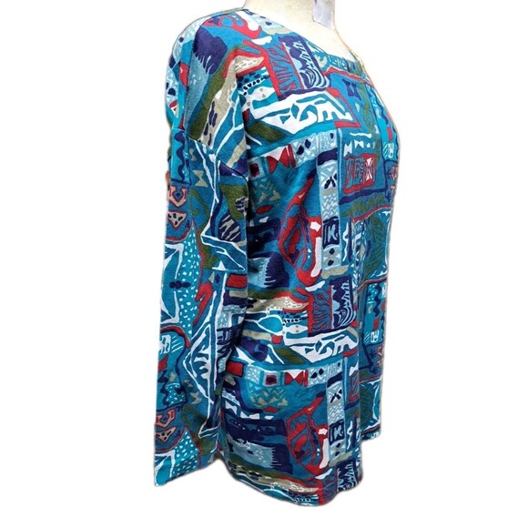 Vintage Forenza Teeshirt Top Womens Size M Artsy Abstract Geo Print Retro Tunic - Picture 5 of 8